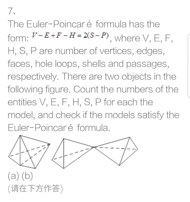 Solved 7 The Euler Poincare Formula Has The Form V E F Chegg Com