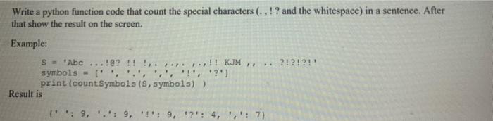 Solved Write a python function code that count the special | Chegg.com