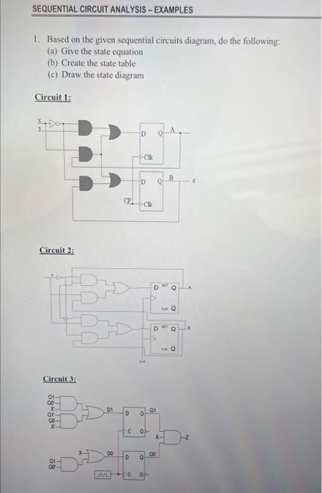 SEQUENTIAL CIRCUIT ANALYSIS - EXAMPLES 1. Based on | Chegg.com