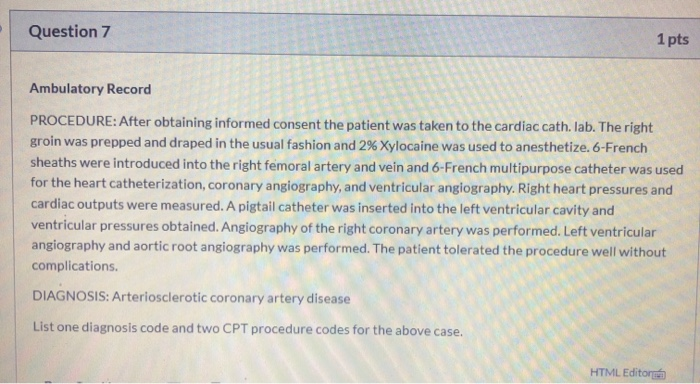 Solved Question 7 1pts Ambulatory Record Procedure After