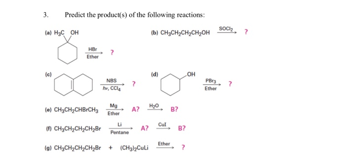 Solved 3. Predict the product(s) of the following reactions: | Chegg.com