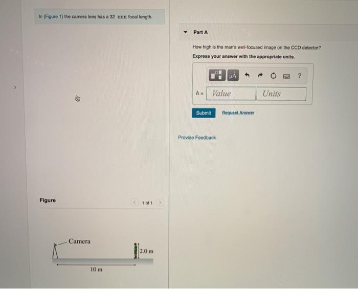 Solved In (Figure 1) the camera lens has a 32 mm focal | Chegg.com