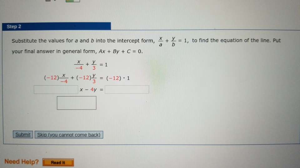 Solved Step 2 Substitute The Values For A And B Into The | Chegg.com