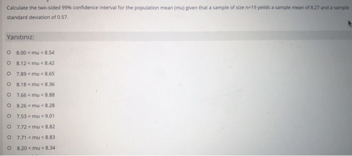 Solved Calculate the two-sided 99% confidence interval for | Chegg.com
