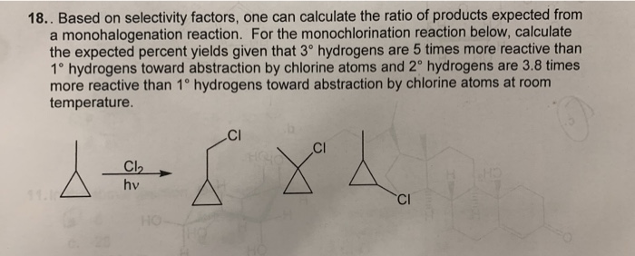 Solved 18.. Based on selectivity factors, one can calculate | Chegg.com