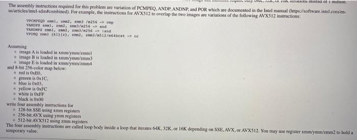 Solved 3.SSB/AVX/AVX512 programming: write assembly | Chegg.com
