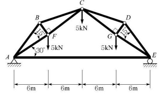 B
D
5kN
15
F
5kN
5KNV
530
?
E
6m
6m
6m
6m
