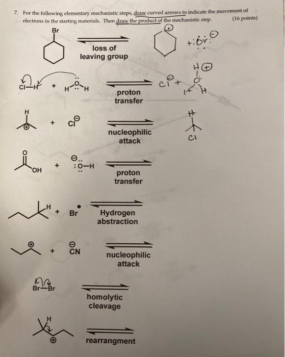 Solved 7. For the following elementary mechanistic steps, | Chegg.com