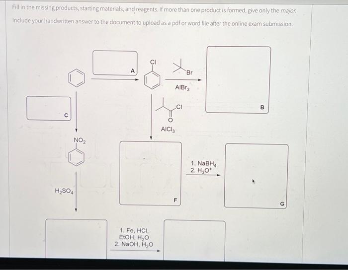 Solved Fill In The Missing Products Starting Materials And 0926