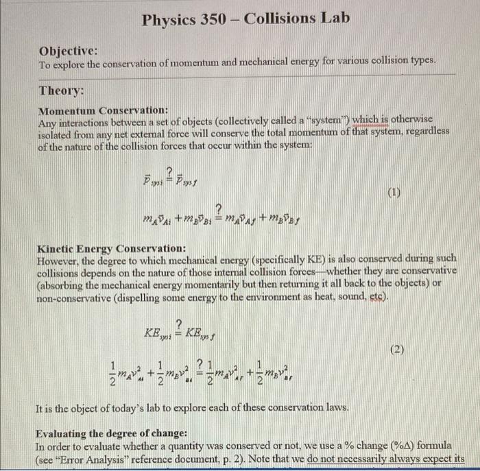 Analysis (Collision Type I) Momentum 5.) What is