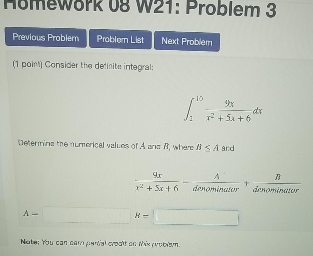 Solved Homework 18 W21: Problem 3 Previous Problem Problem | Chegg.com