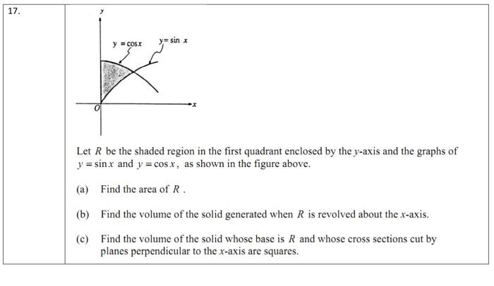 Solved Let R be the shaded region in the first quadrant | Chegg.com