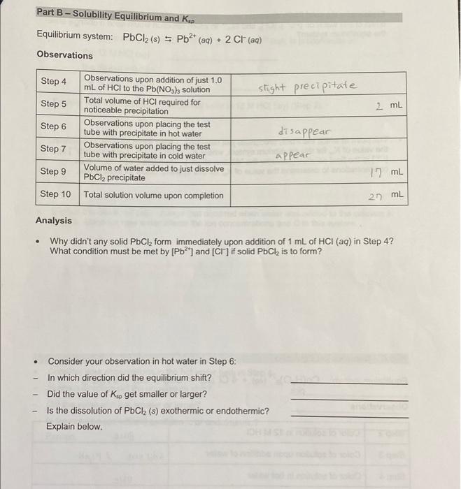 Solved Equilibrium System Pbcl2s⇋pb2aq2cl−aq 6063