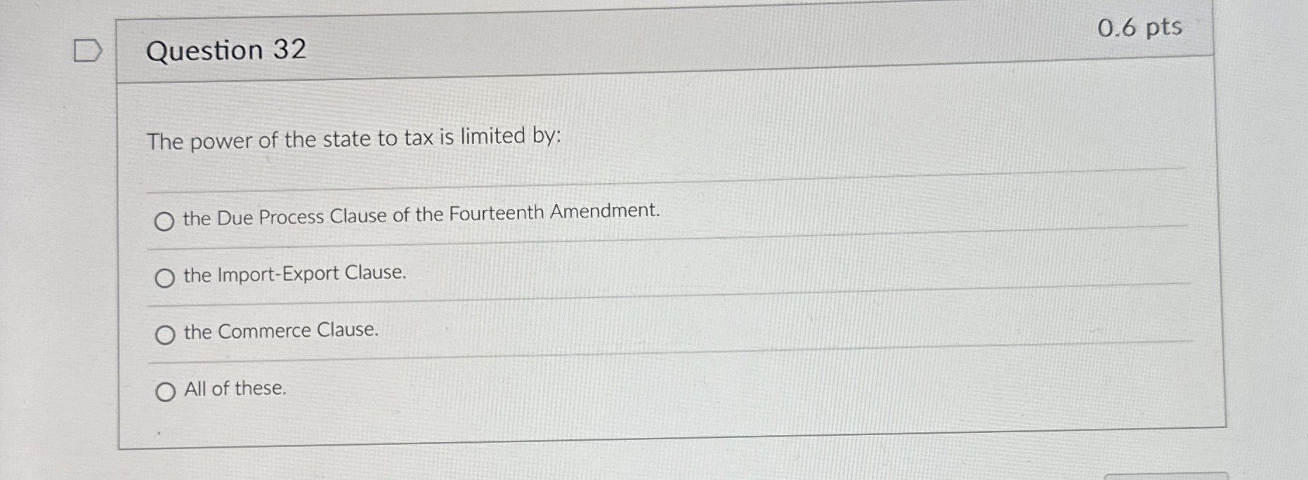 Solved Question 320.6 ﻿ptsThe power of the state to tax is | Chegg.com
