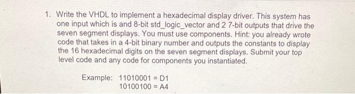 vhdl hexadecimal assignment