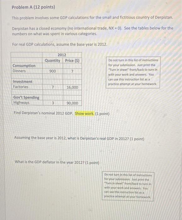 Solved Problem A (12 points) This problem involves some GDP | Chegg.com