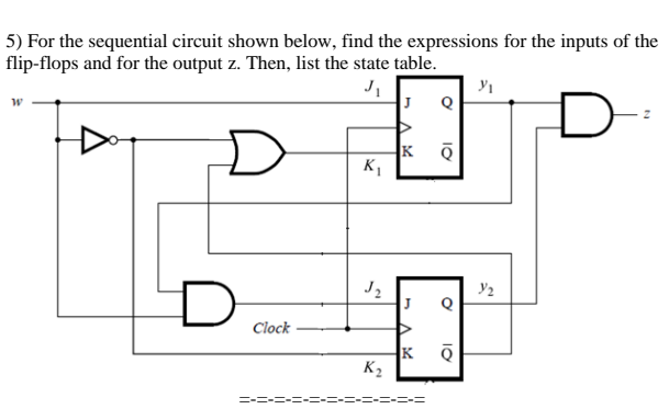 Solved 5) For the sequential circuit shown below, find the | Chegg.com