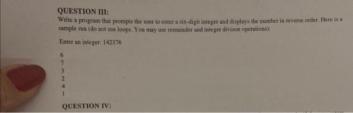 Solved QUESTION I: Write a program that displays the | Chegg.com