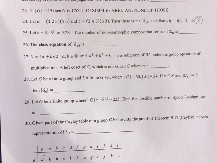 Solved De Doodluc0b 10 Ullo De 23 If G 49 Then G Is Cy Chegg Com