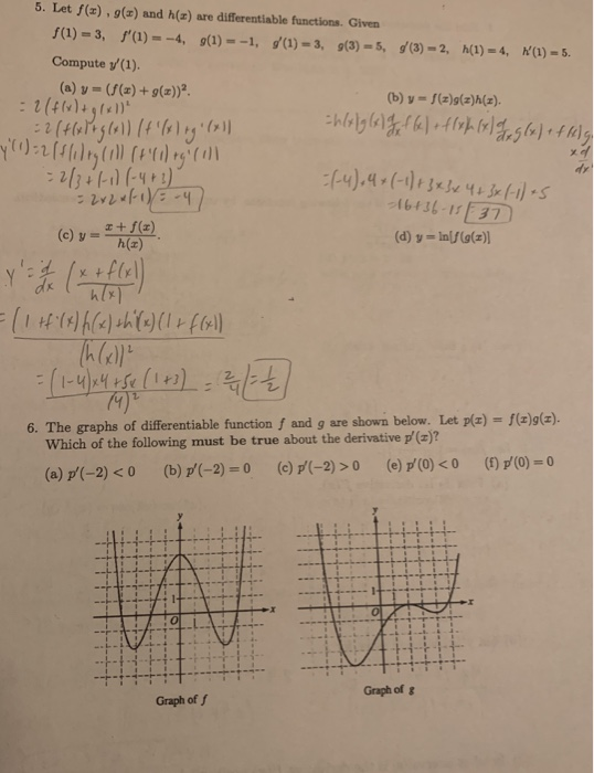 Solved 5 Let F X 9 And H Z Are Differentiable Functi Chegg Com