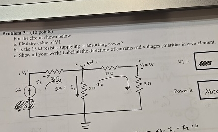 Solved Problem 3 - (10 ﻿points)For the circuit shown belowa. | Chegg.com