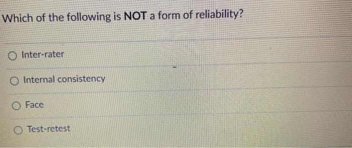 Solved Which of the following is NOT a form of reliability? | Chegg.com
