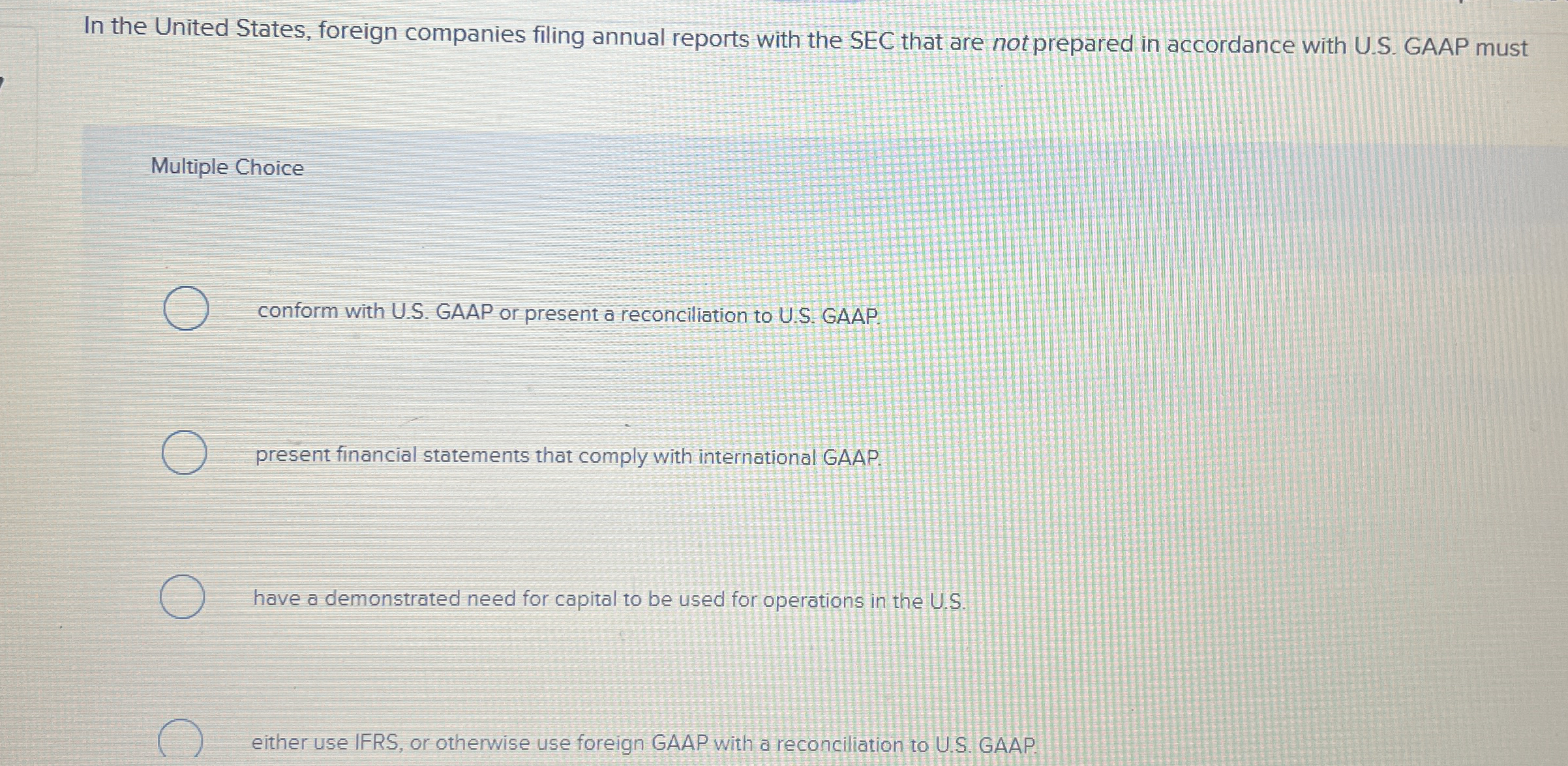 Solved In the United States, foreign companies filing annual | Chegg.com
