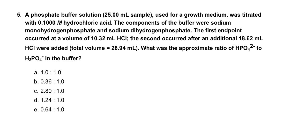 Solved A phosphate buffer solution ( 25.00 mL ﻿sample), | Chegg.com