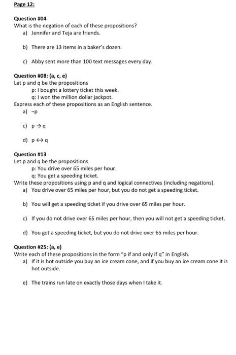 Solved Question H04 What is the negation of each of these | Chegg.com