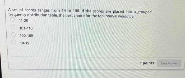 Solved A set of scores ranges from 14 to 108. If the scores | Chegg.com