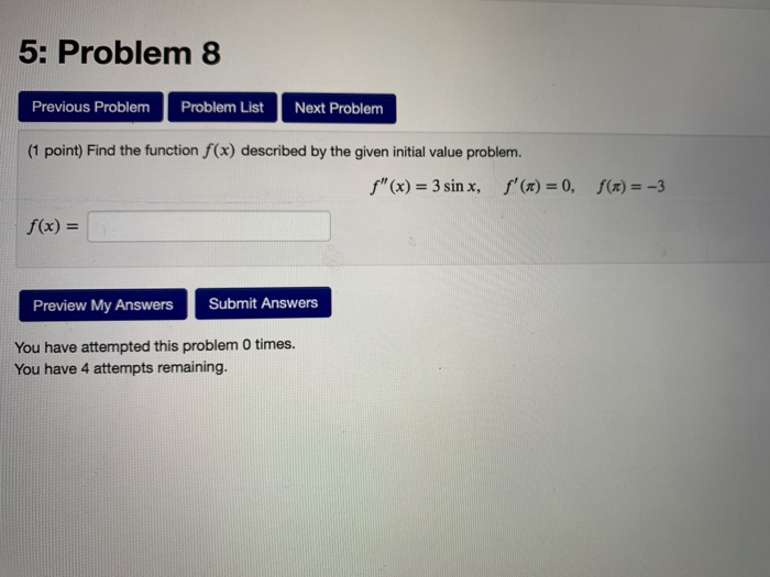 Solved 5: Problem 8 Previous Problem Problem List Next | Chegg.com