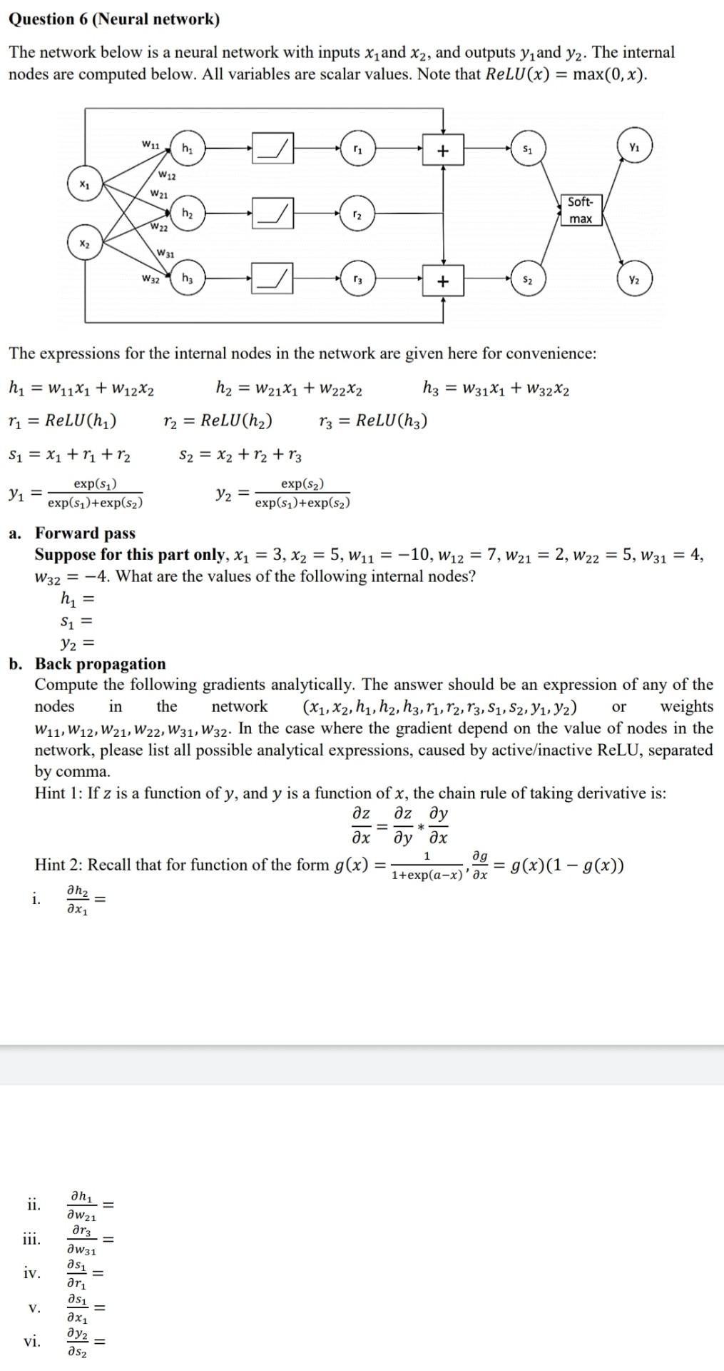 Solved Question 7 (Back propagation) In this question we | Chegg.com