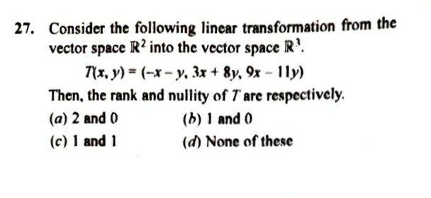 Solved 27. Consider the following linear transformation from | Chegg.com