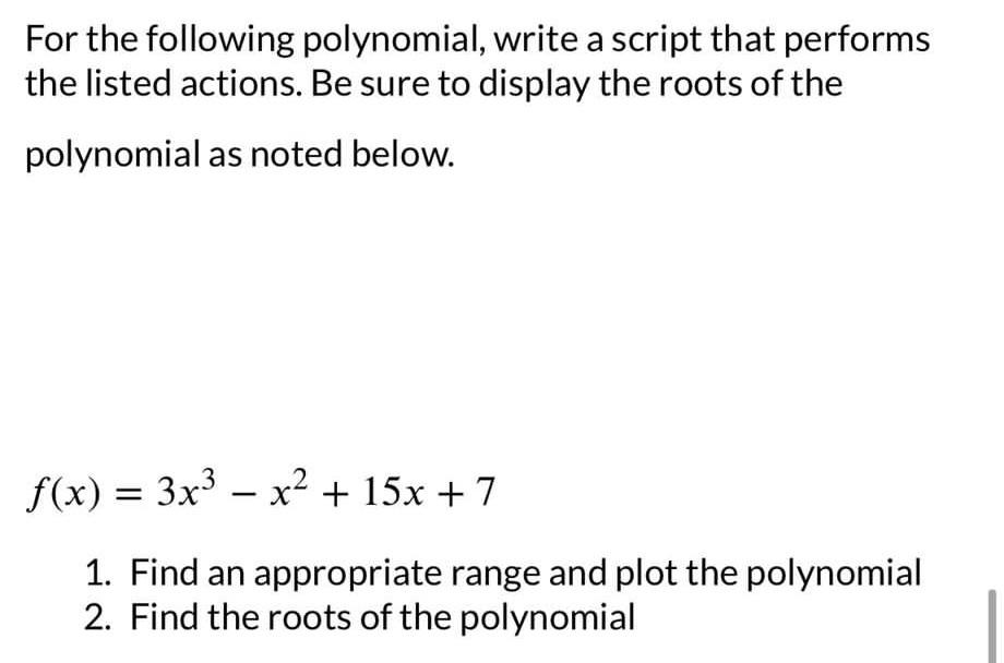 Solved Write a script to solve the following system of | Chegg.com