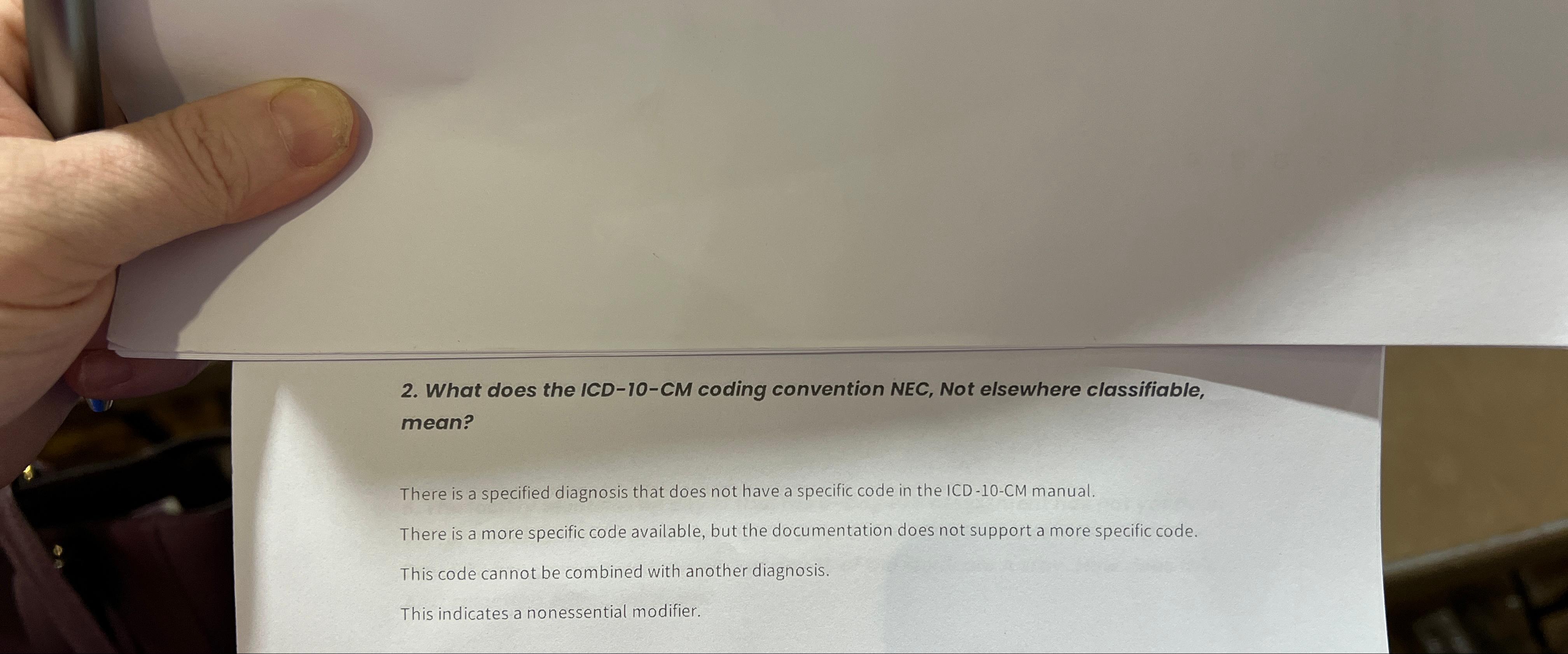 what does nec mean in icd 10 cm