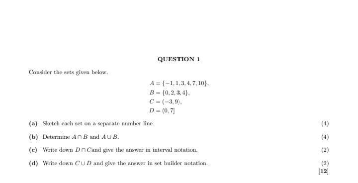 Solved Consider The Sets Given Below. | Chegg.com