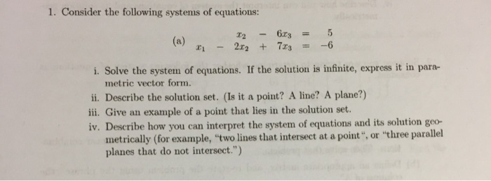 Solved 1. Consider the following systems of equations: a) 22 | Chegg.com