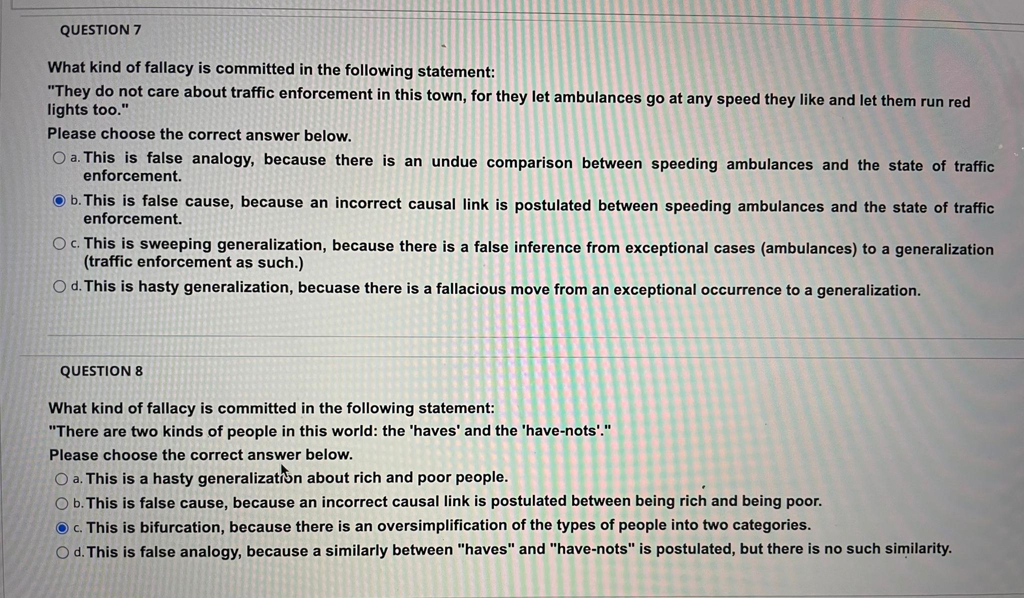 Solved QUESTION 7What kind of fallacy is committed in the | Chegg.com