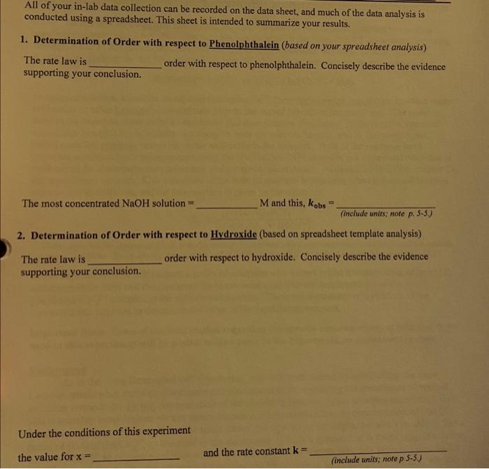 Solved All of your inlab data collection can be recorded on