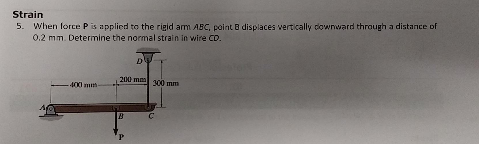 Solved Strain 5. When Force P Is Applied To The Rigid Arm | Chegg.com