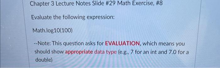 Solved Chapter 3 Lecture Notes Slide \#29 Math Exercise, \#2 | Chegg.com