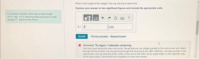 Solved What is the height of the image? Use ray tracing to | Chegg.com