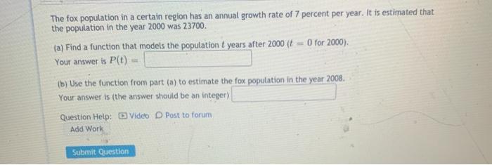Solved The fox population in a certain region has an annual | Chegg.com