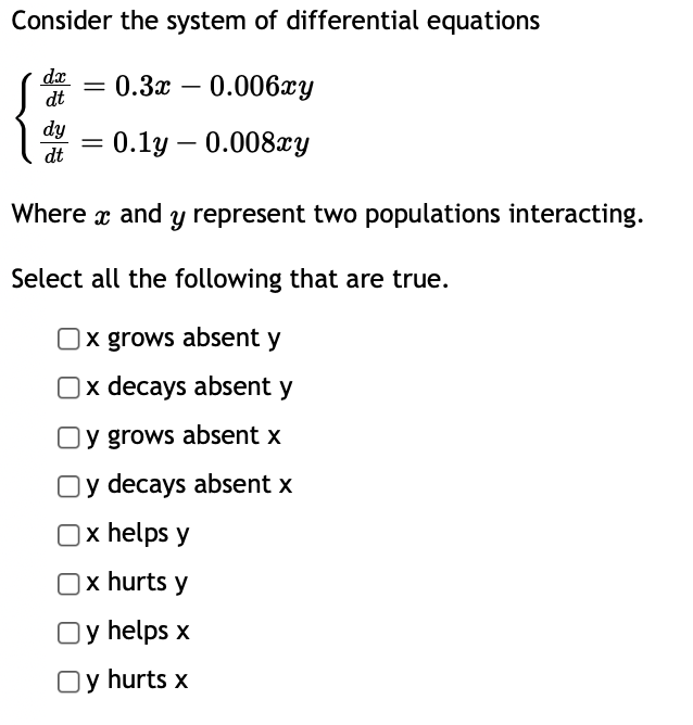 Solved Consider the system of differential | Chegg.com