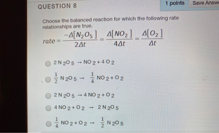 Solved 1 points Save Answe QUESTION 8 Choose the balanced | Chegg.com
