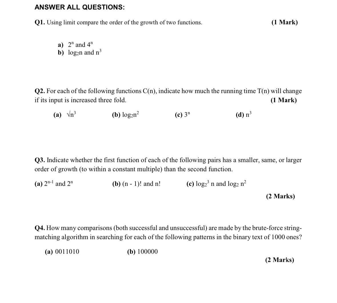 Solved ANSWER ALL QUESTIONS:Q1. ﻿Using limit compare the | Chegg.com