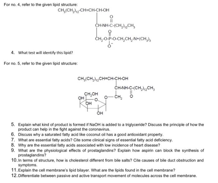 Solved For nos. 1---2, refer to the given lipid structure: | Chegg.com
