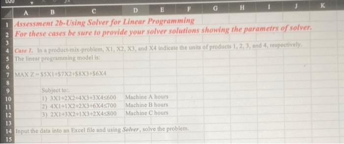 Solved Assessment 2b-Using Solver for Linear Programming For | Chegg.com