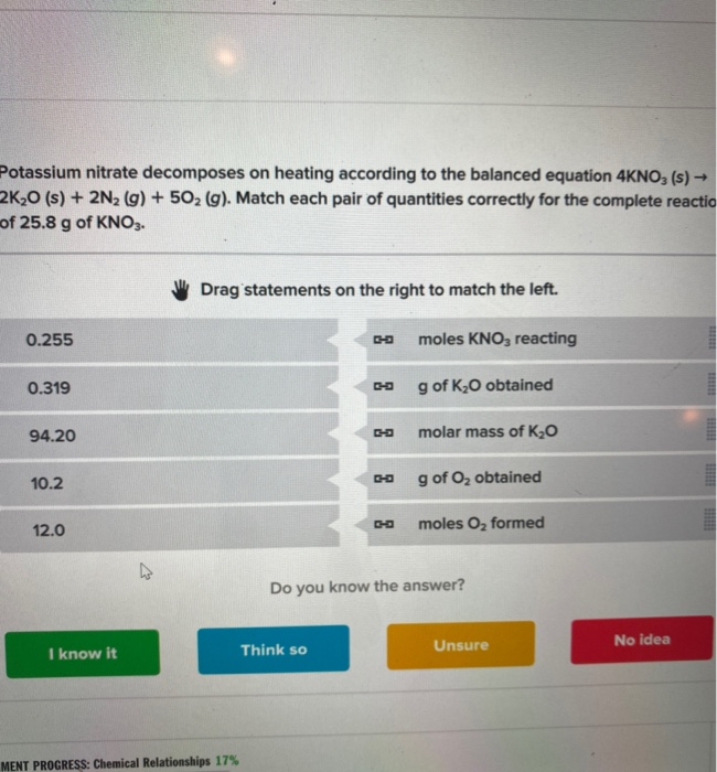 Solved Potassium Nitrate Decomposes On Heating According To