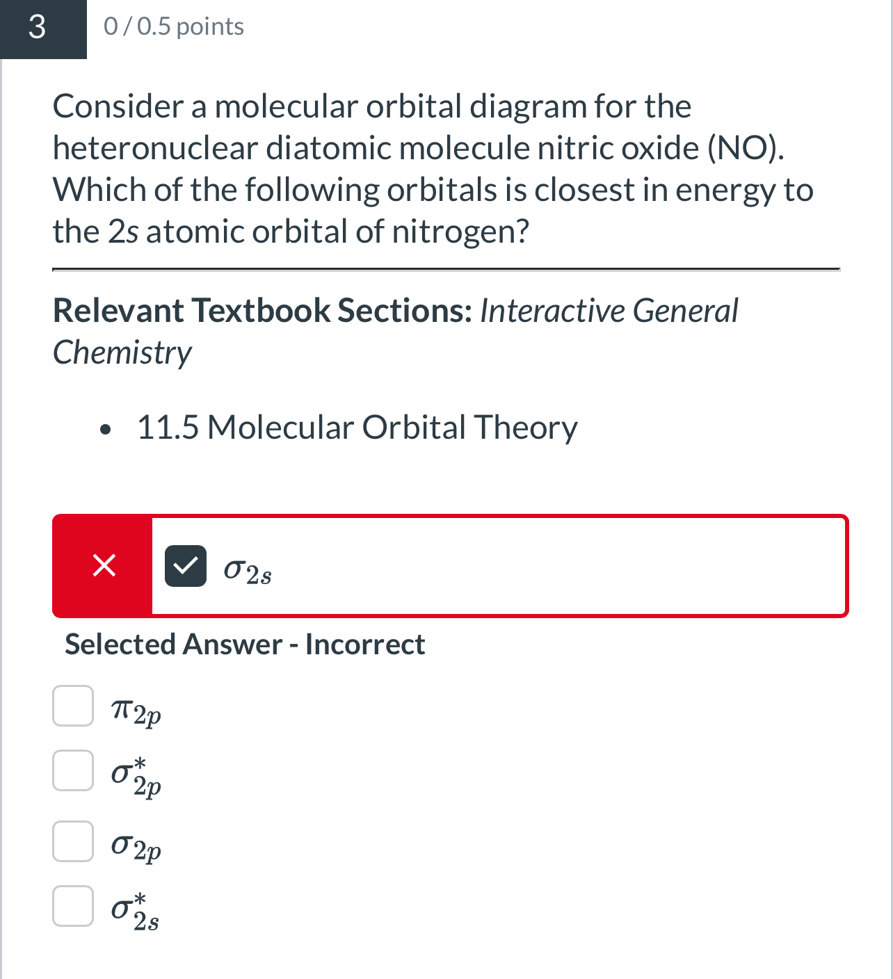 Solved 300.5 ﻿pointsConsider a molecular orbital diagram for | Chegg.com